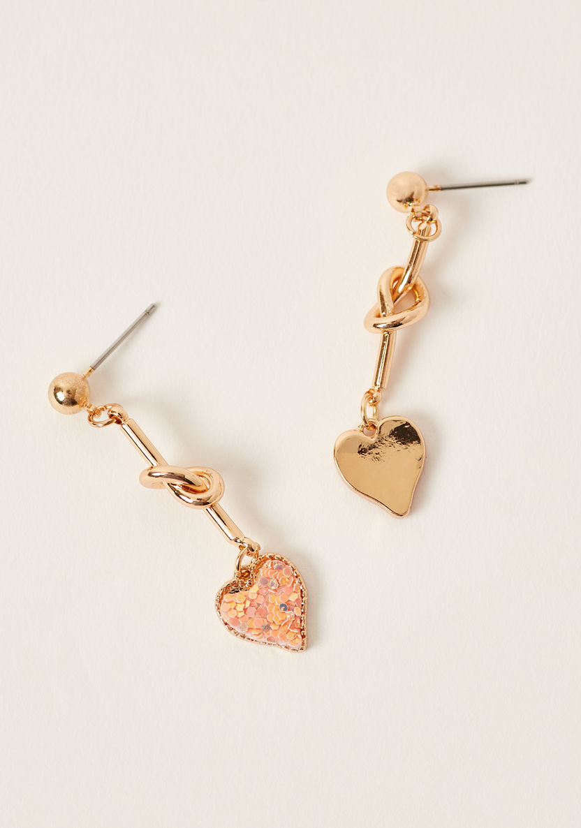 Charmz Embellished Heart Shaped Dangler Earrings with Pushback Closure-Jewellery-image-1
