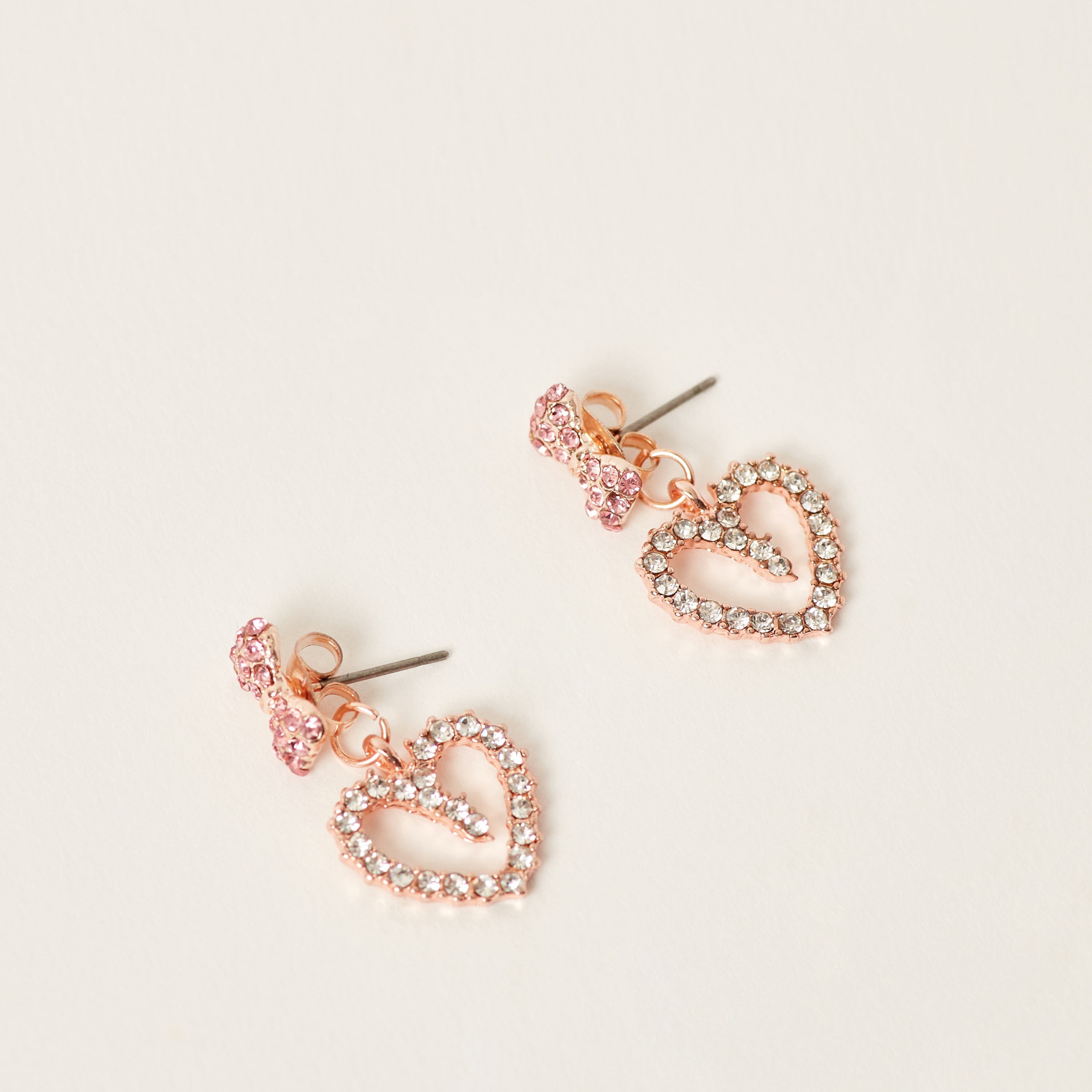 Charmz Embellished Heart Shaped Earrings with Pushback Closure-girls-accessories-jewellery-image-1