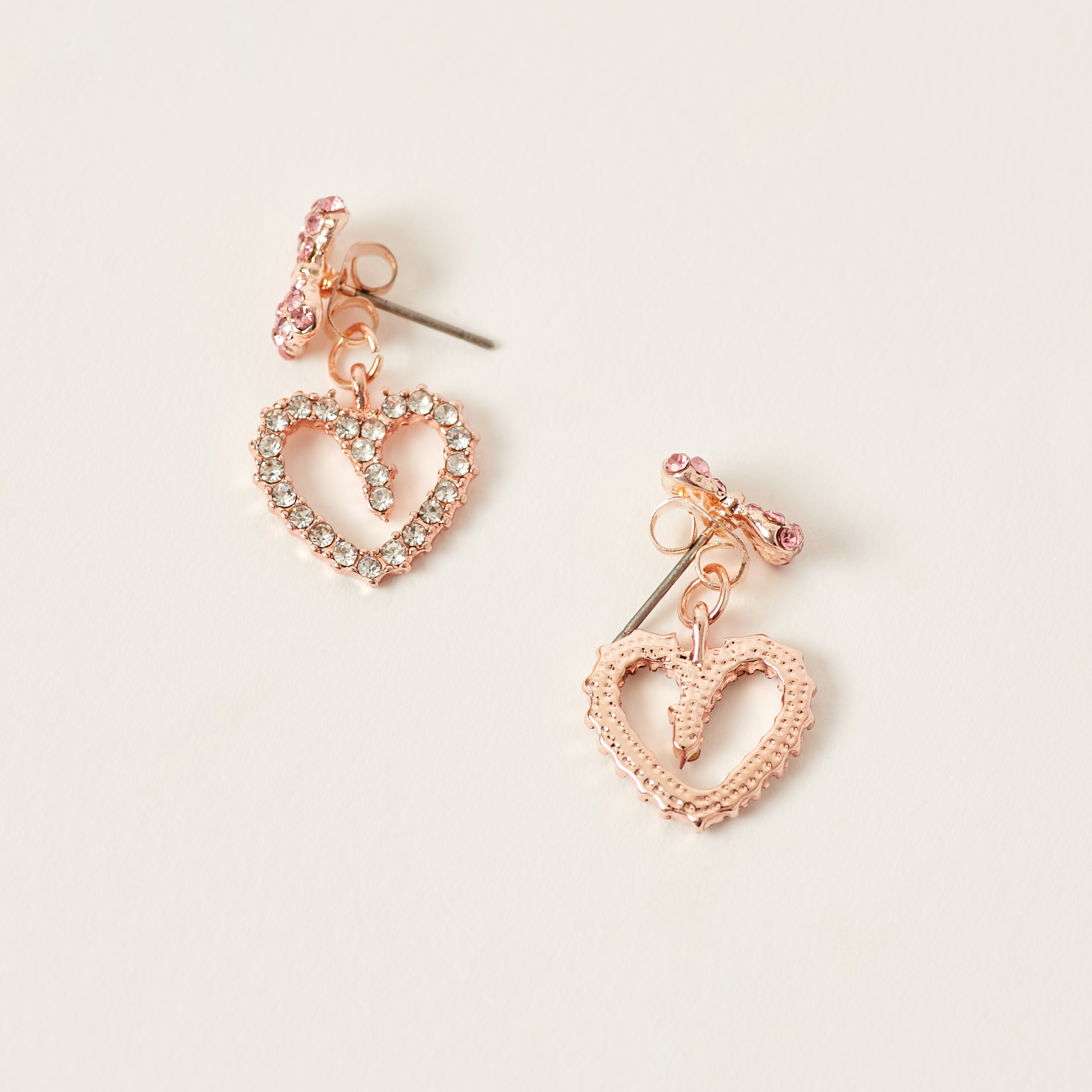 Charmz Embellished Heart Shaped Earrings with Pushback Closure-girls-accessories-jewellery-image-2