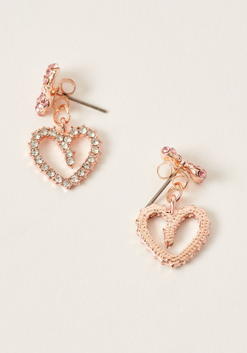 Charmz Embellished Heart Shaped Earrings with Pushback Closure-Jewellery-image-1