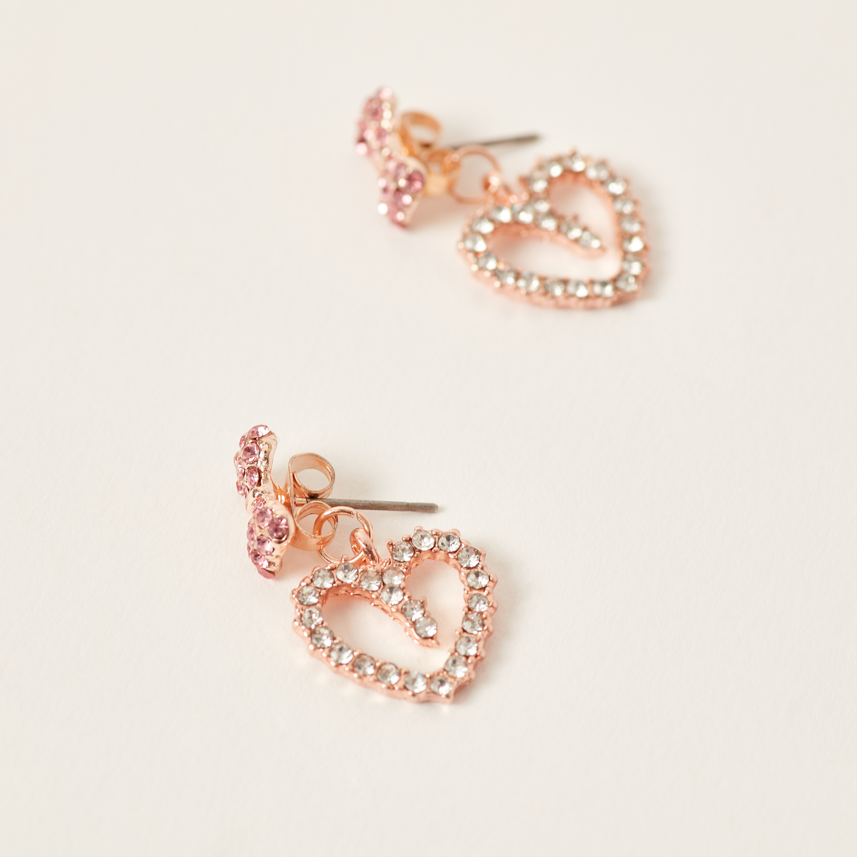 Charmz Embellished Heart Shaped Earrings with Pushback Closure-girls-accessories-jewellery-image-3
