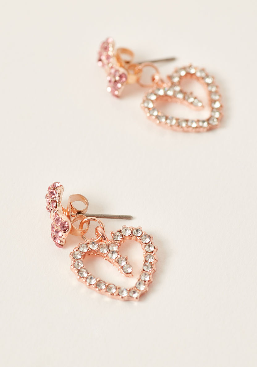 Charmz Embellished Heart Shaped Earrings with Pushback Closure-Jewellery-image-2