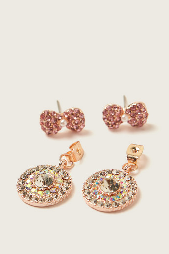 Charmz Studded Dangler Earrings with Pushback Closure