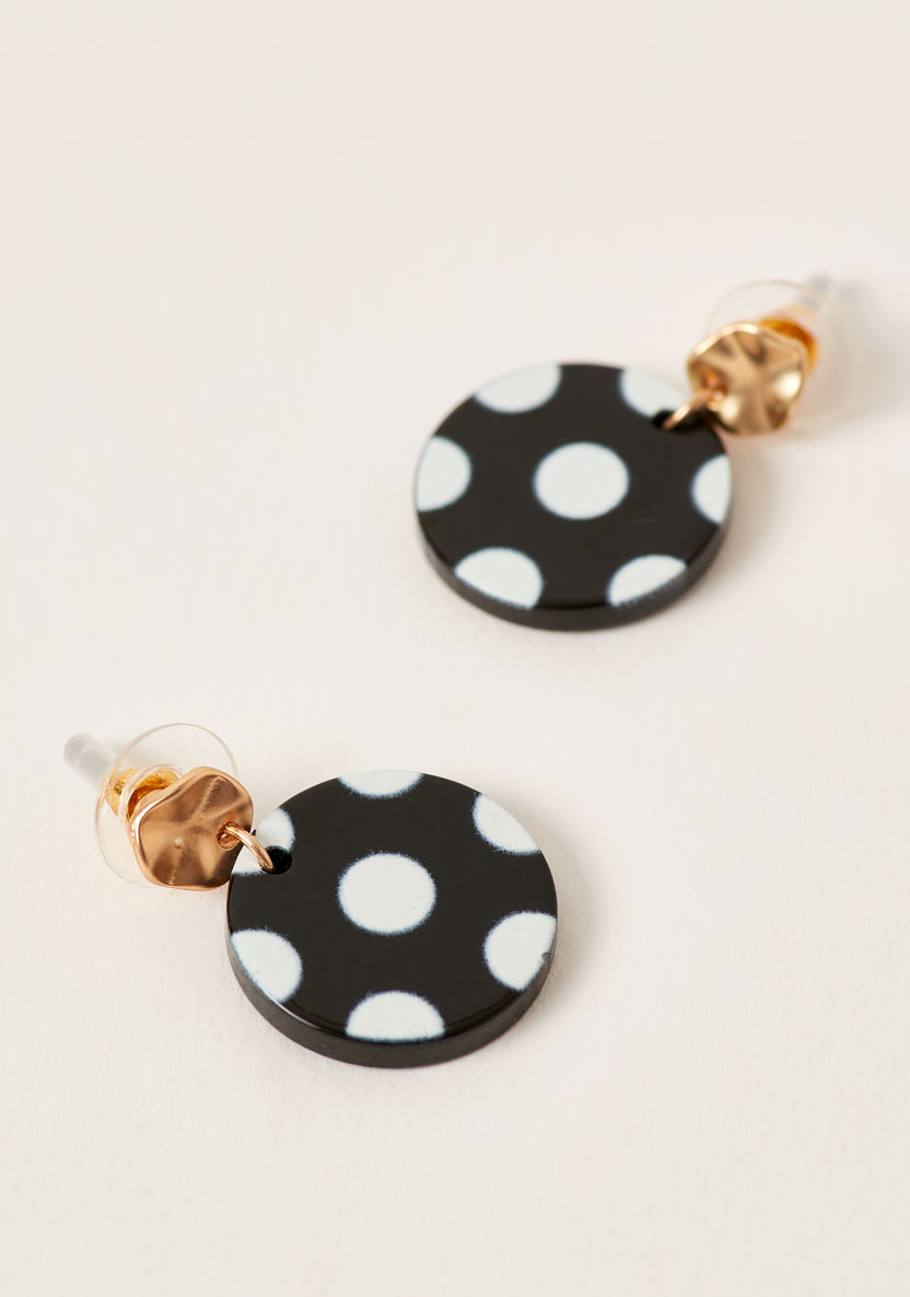 Charmz Polka Dots Printed Earrings with Pushback Closure-Jewellery-image-2