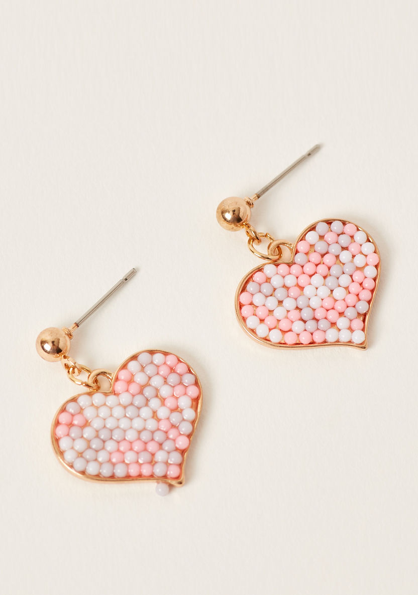 Charmz Embellished Heart Shaped Earrings with Pushback Closure-Jewellery-image-0