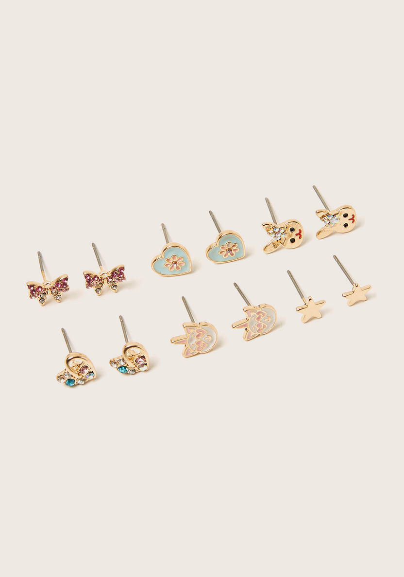 Charmz Applique Detail Earrings - Set of 6-Jewellery-image-0