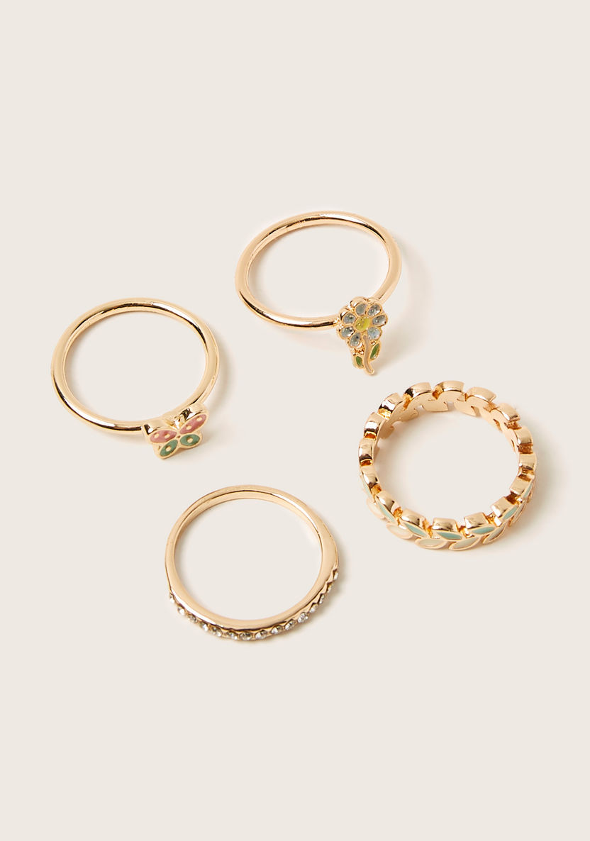 Charmz Studded Detail Finger Ring - Set of 4-Jewellery-image-0