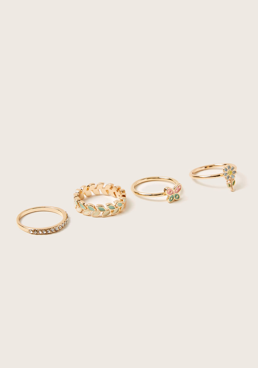 Charmz Studded Detail Finger Ring - Set of 4-Jewellery-image-3