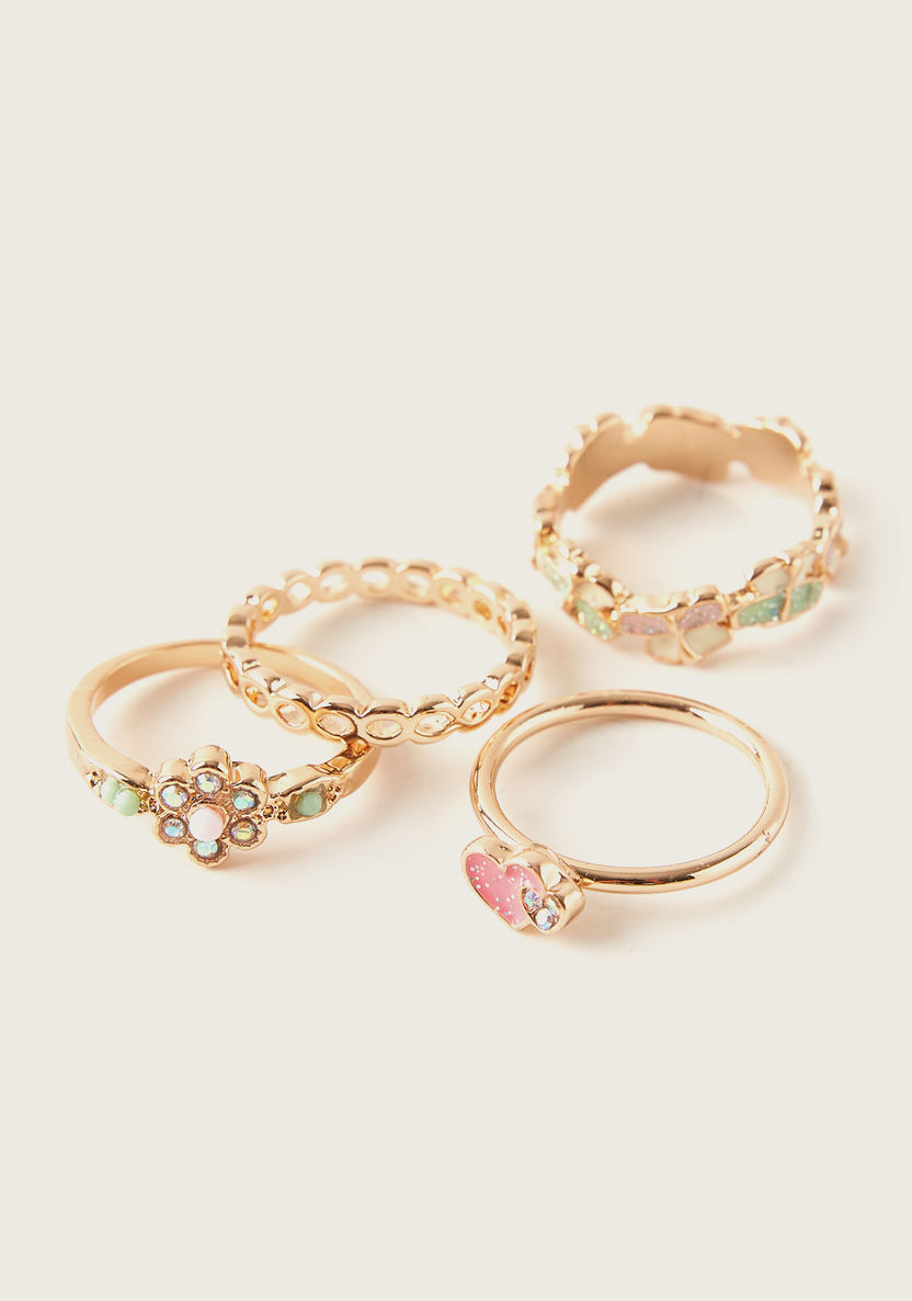 Charmz Embellished Ring - Set of 4-Jewellery-image-1