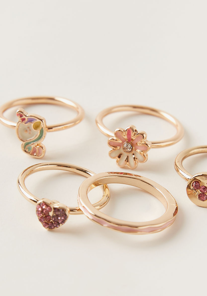 Charmz Embellished Ring - Set of 5-Jewellery-image-1