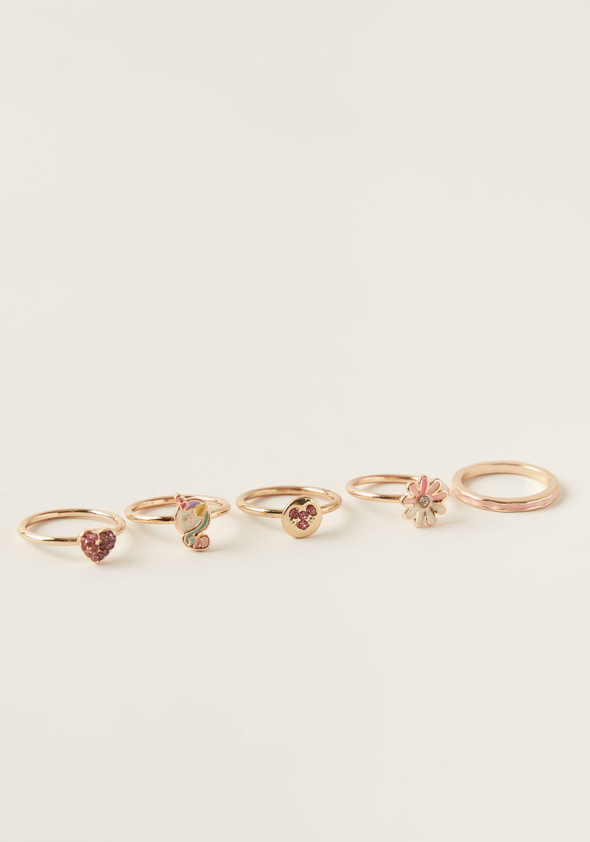 Charmz Embellished Ring - Set of 5-Jewellery-image-2
