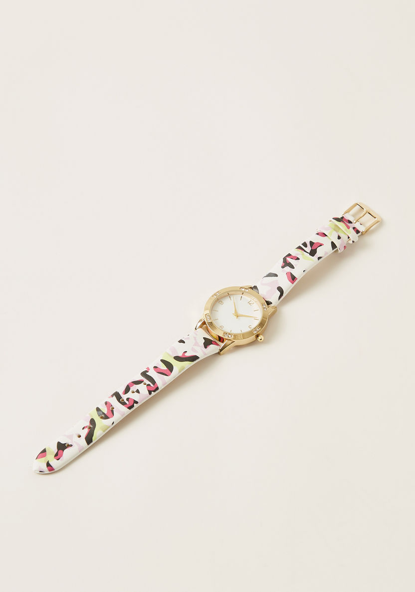 Charmz Printed Round Dial Wristwatch with Embellished Detail-Watches-image-0