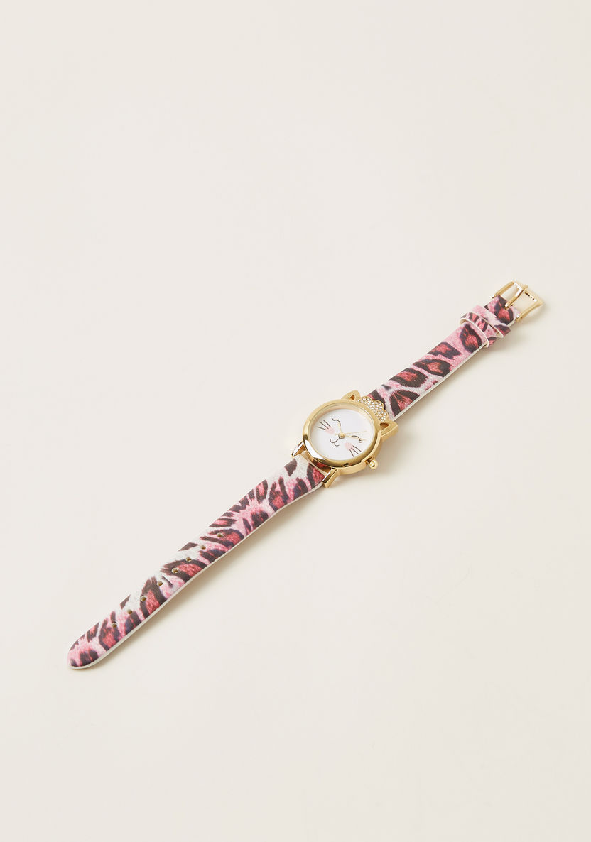 Charmz Animal Print Wristwatch with Studded Detail and Pin Buckle Closure-Watches-image-0