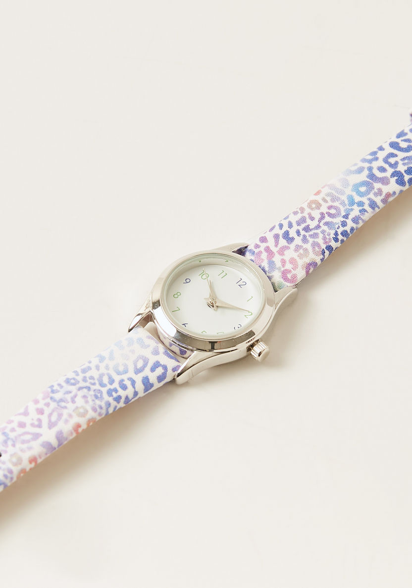 Charmz Printed Round Dial Wristwatch with Pin Buckle Closure-Watches-image-1