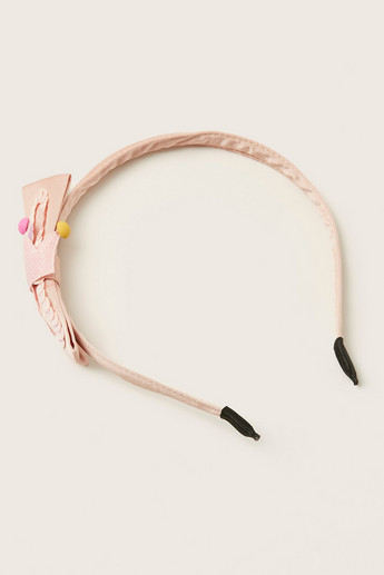 Charmz Textured Hairband with Sequin Bow Applique Detail