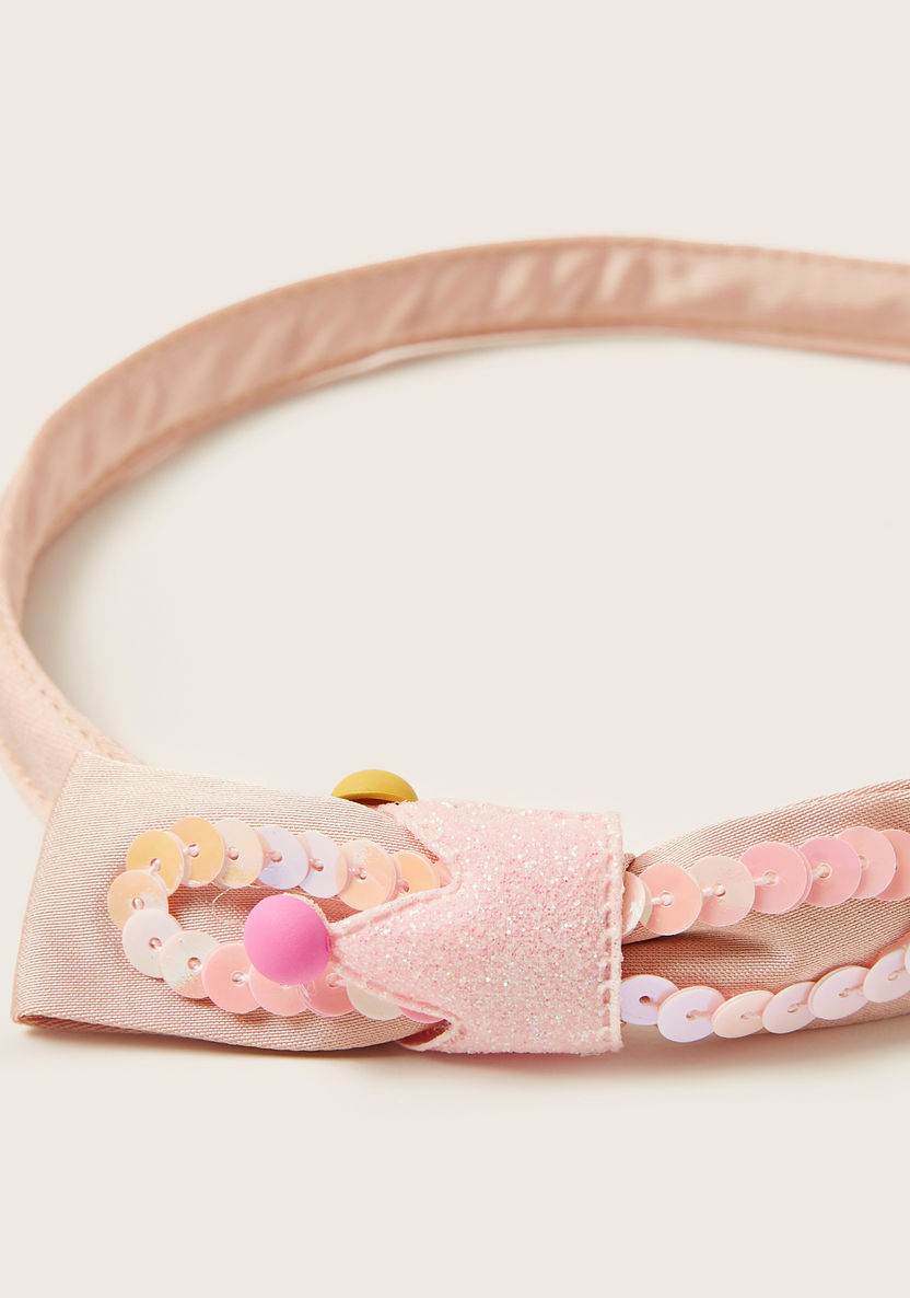 Charmz Textured Hairband with Sequin Bow Applique Detail-Hair Accessories-image-1