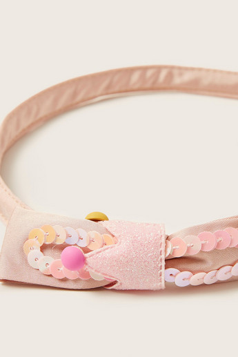 Charmz Textured Hairband with Sequin Bow Applique Detail
