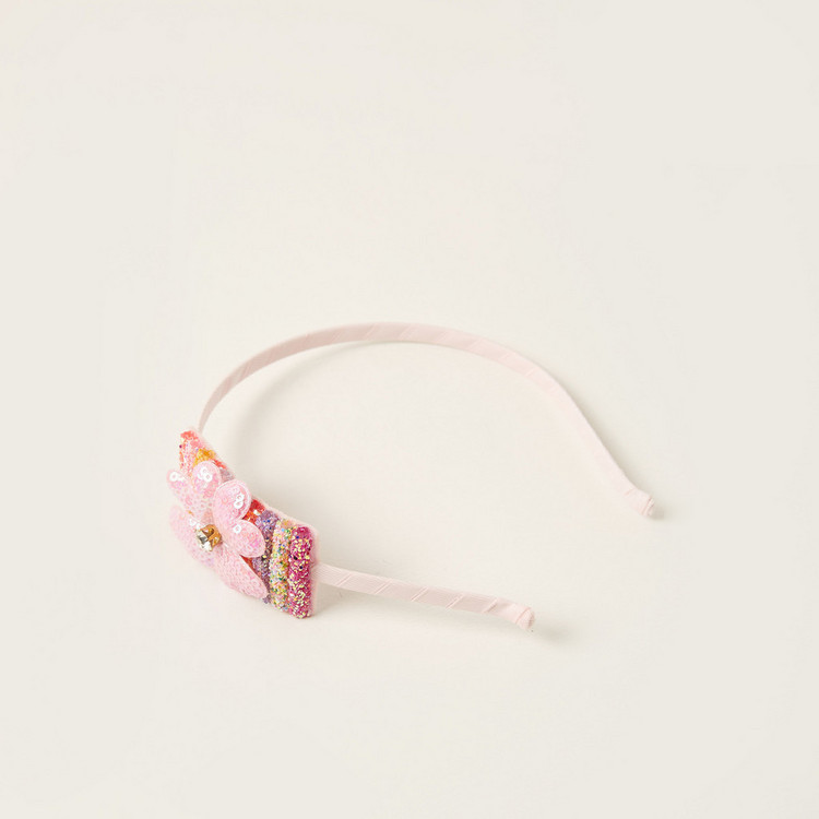 Charmz Solid Hairband with Sequin Bow Detail