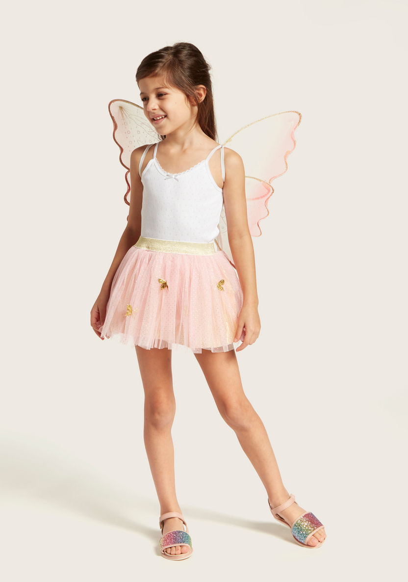 Charmz Embellished Tutu Skirt with Butterfly Appliques-Girls-image-0
