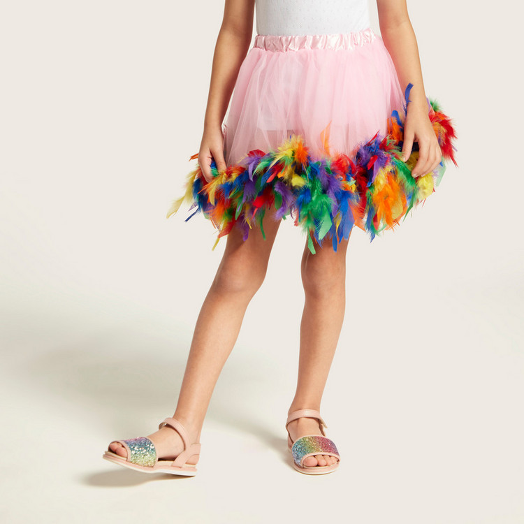 Charmz Tutu Skirt with Feather Applique