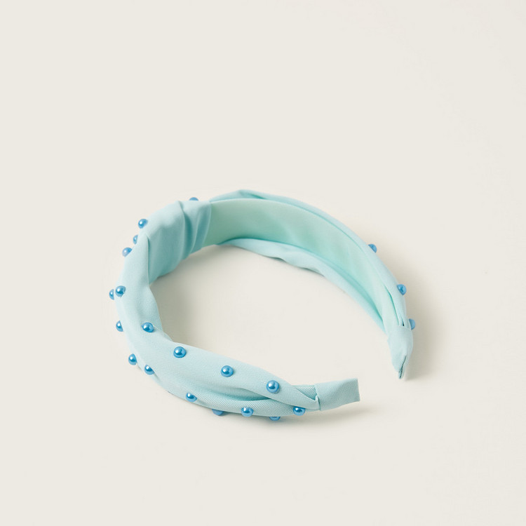 Charmz Solid Hairband with Pearl and Knot Detail
