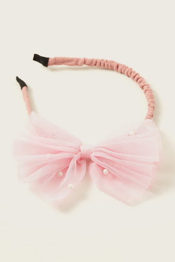 Charmz Textured Hairband with Bow Applique