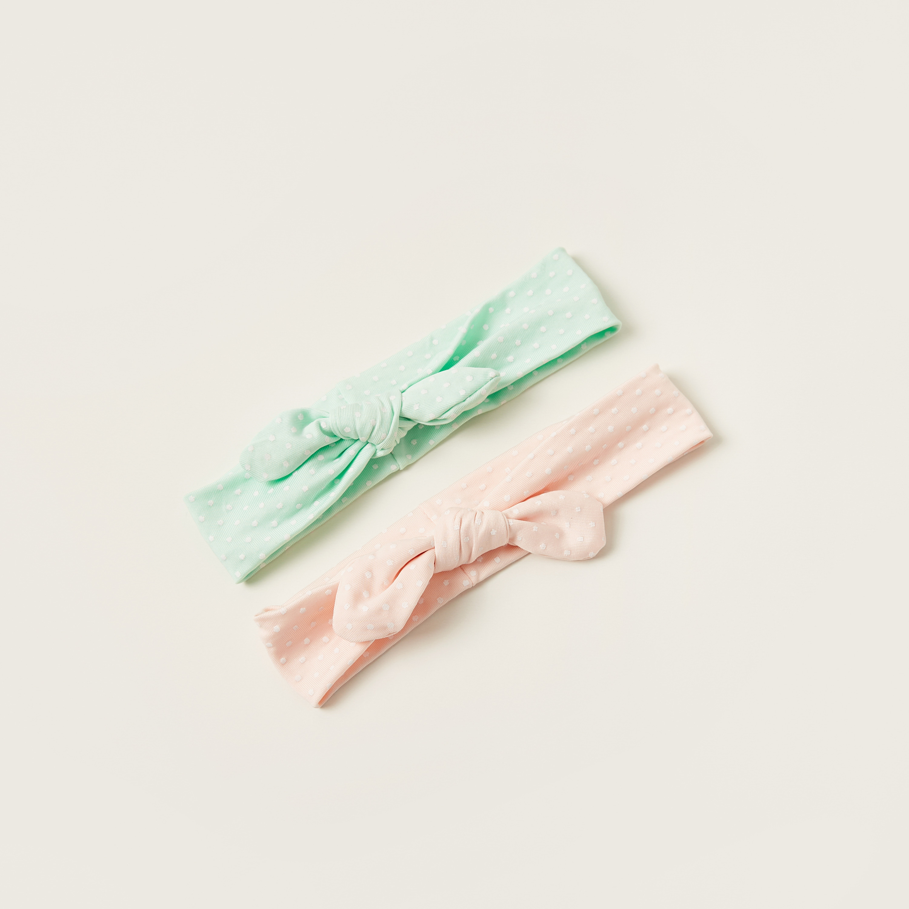 شرائط شعر بطبعات وزينة فيونكة من تشارمز- طقم من قطعتين-baby-girls-accessories-hairaccessories-image-1