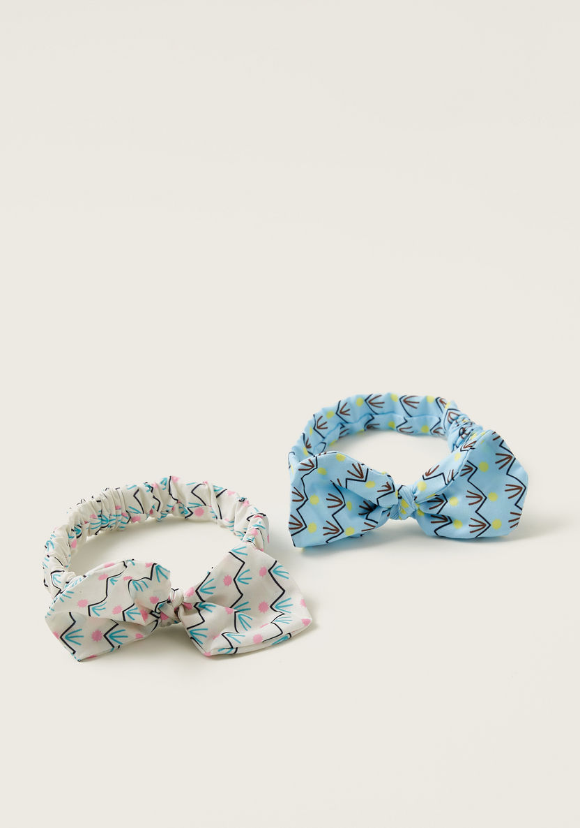 Charmz Printed Soft Headband with Bow Applique - Set of 2-Hair Accessories-image-1
