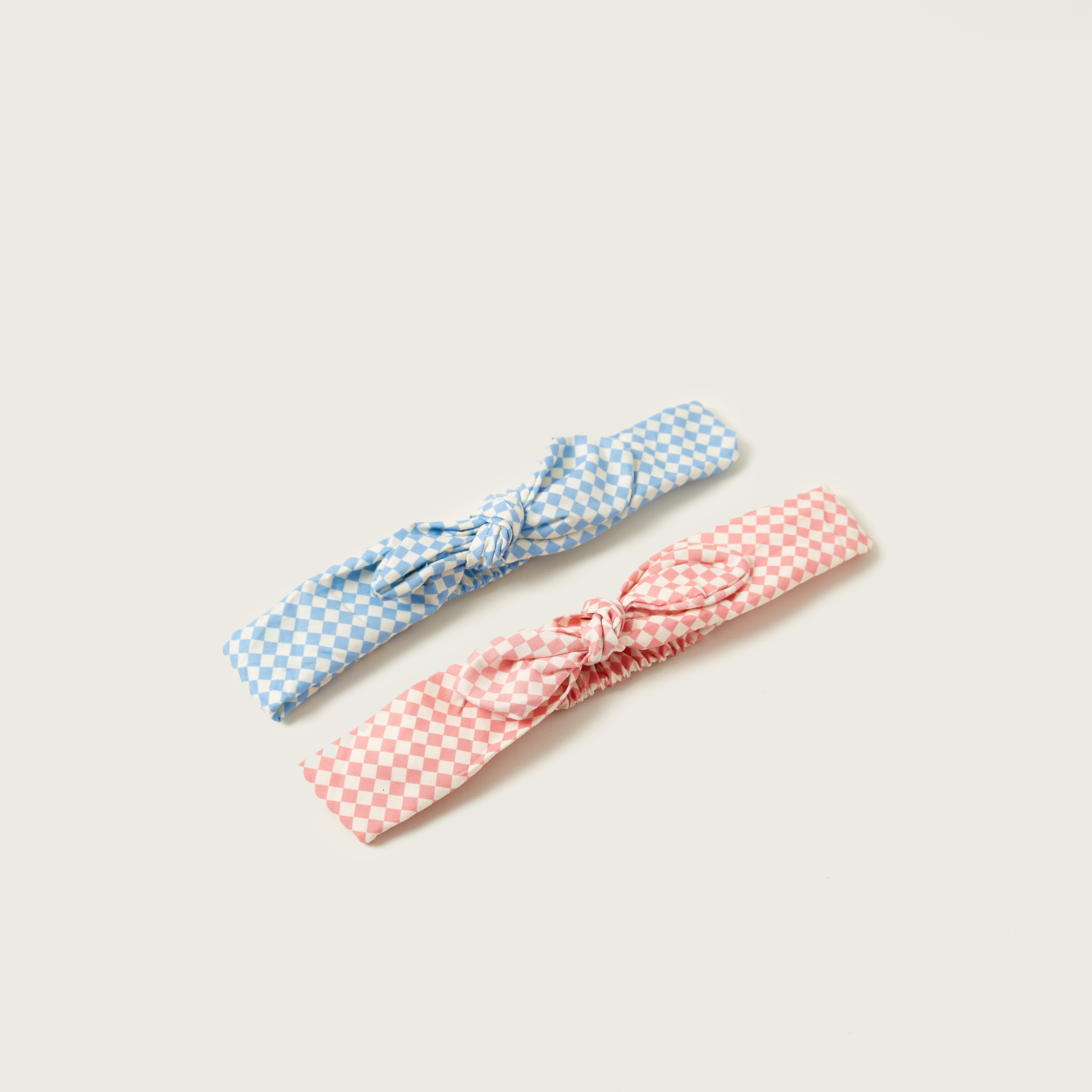 Charmz Checked Soft Headband with Knot Detail - Set of 2-baby-girls-accessories-hairaccessories-image-1