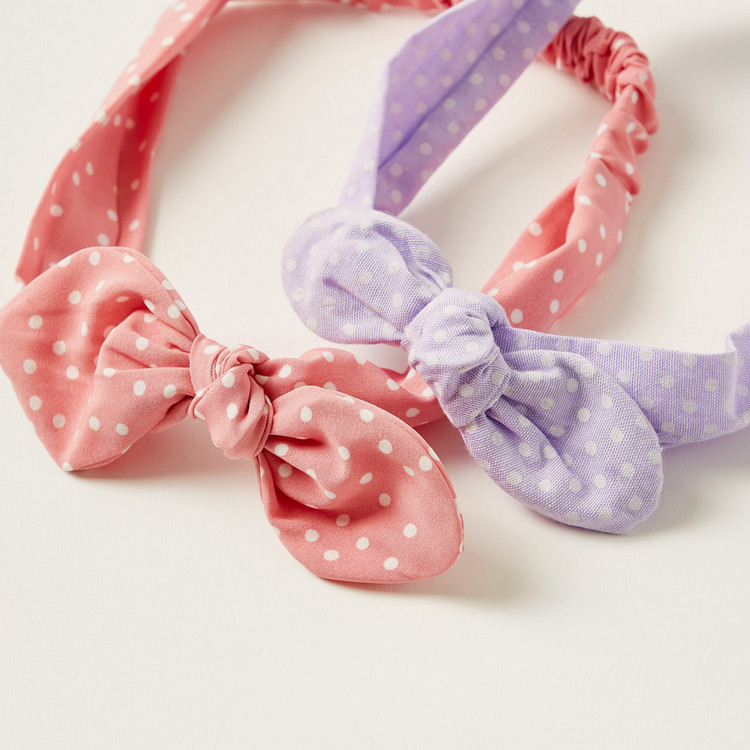 Charmz Printed Headband with Bow Accent - Set of 2