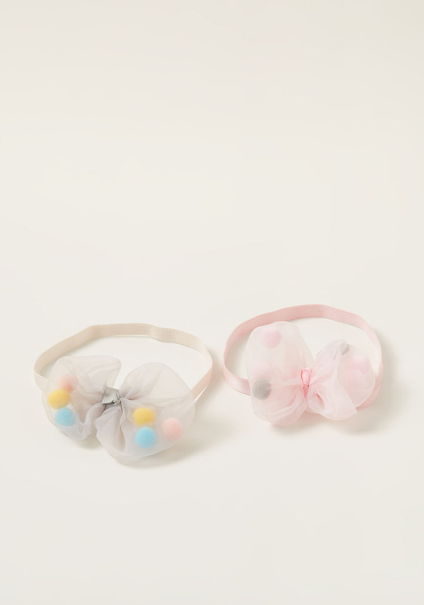 Charmz Solid 2-Piece Hairband with Bow Applique Set-Hair Accessories-image-1