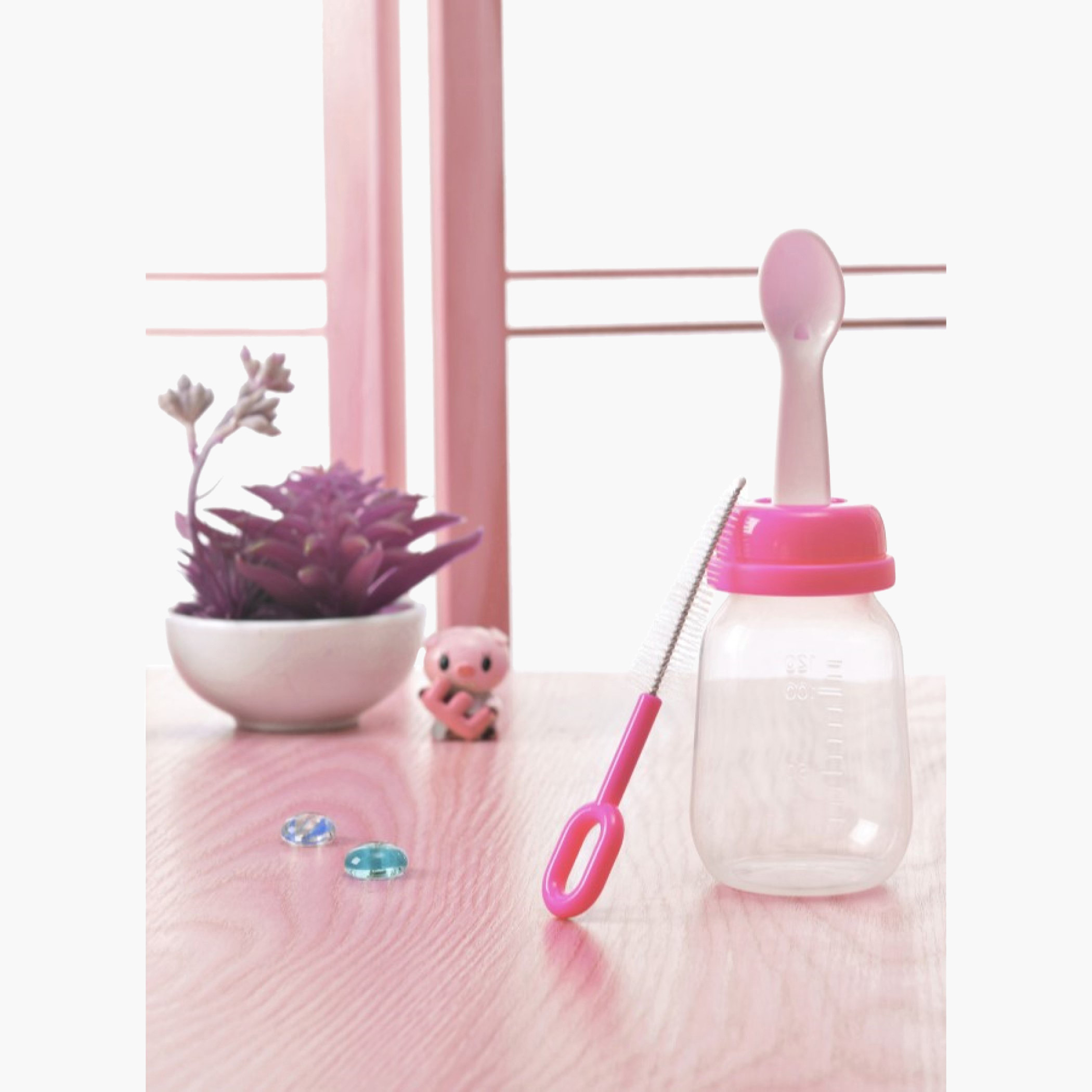Luqu Nursing Bottle with Spoon and Cleaning Brush - 120 ml-baby-feeding-feedingbottles-bottlesandteats-image-2