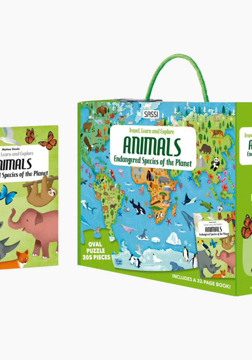 Travel, Learn and Explore Puzzle and Book Set - ANIMALS Endangered Species of the Planet Travel, Learn and Explore Puzzle and Book Set - ANIMALS Endangered Species of the Planet