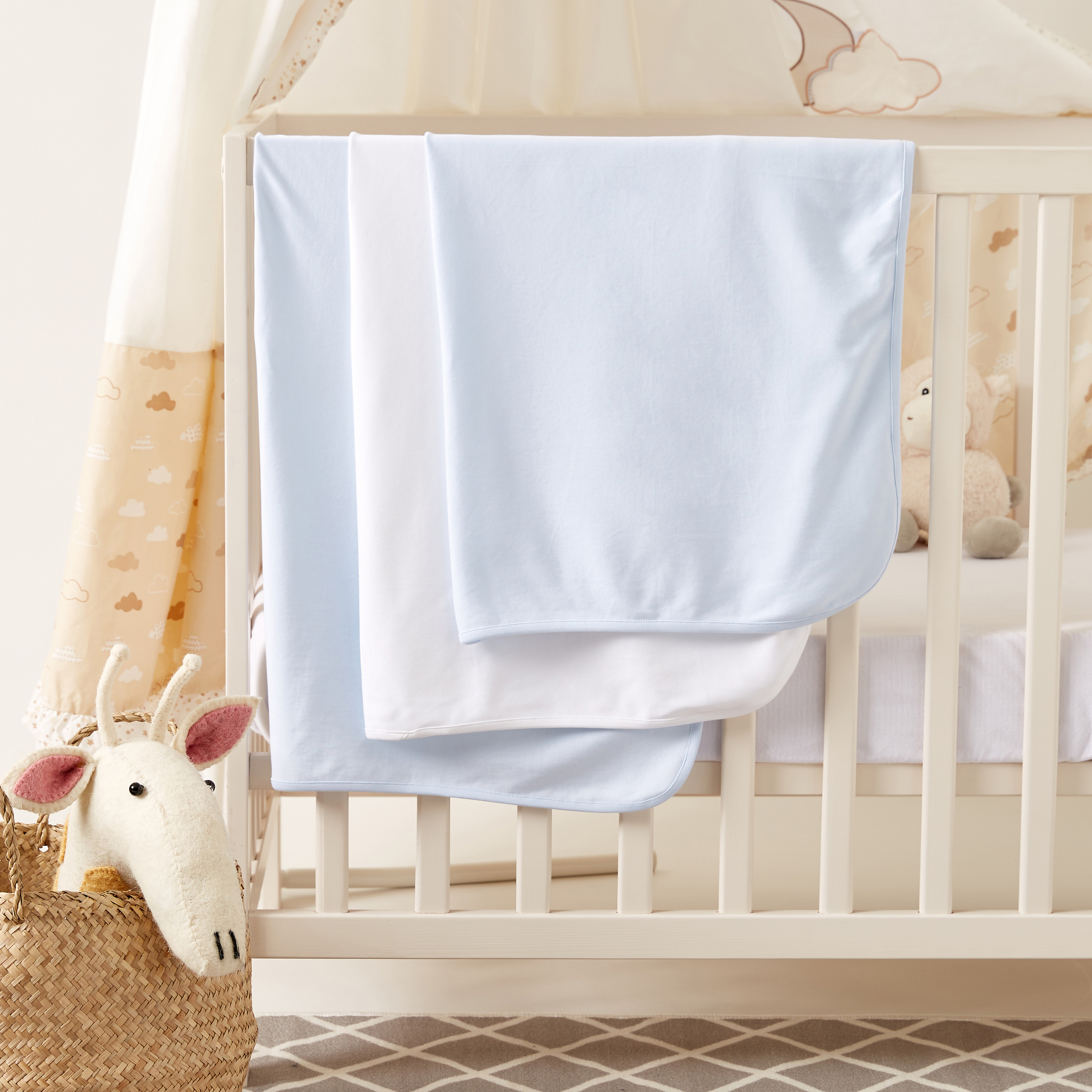 Love Earth Solid 3-Piece Receiving Blanket Set - 80 x 80 cms-baby-nursery-blanketsandswaddles-receivingblankets-image-1