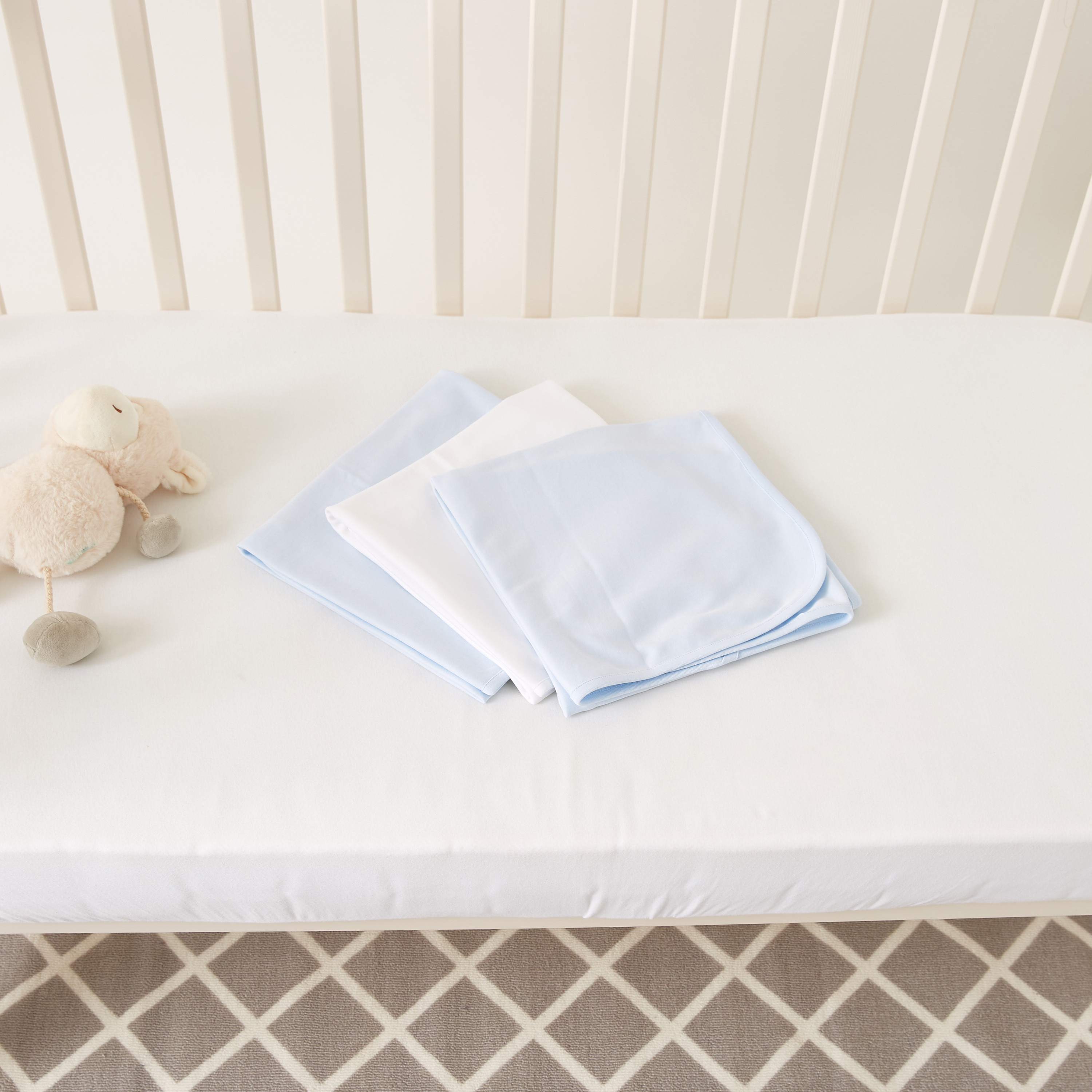 Love Earth Solid 3-Piece Receiving Blanket Set - 80 x 80 cms-baby-nursery-blanketsandswaddles-receivingblankets-image-4