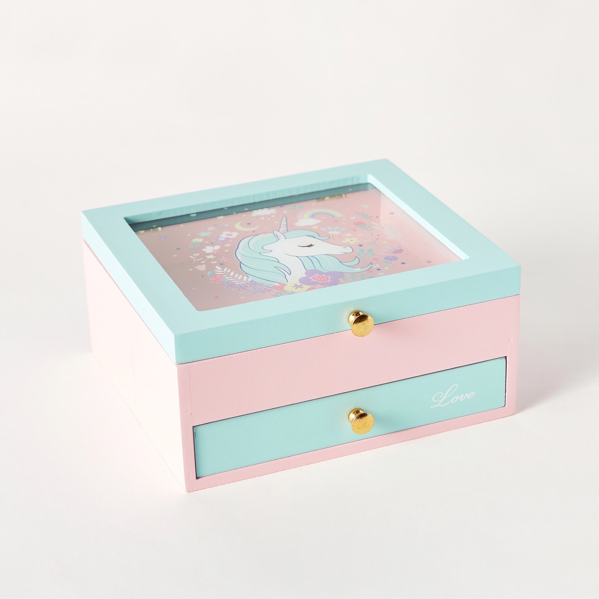 صندوق تخزين بطبعات من يونيكورن دريمز - 18x16x8 سم-women-watchesandjewellery-jewellery-storage-image-1
