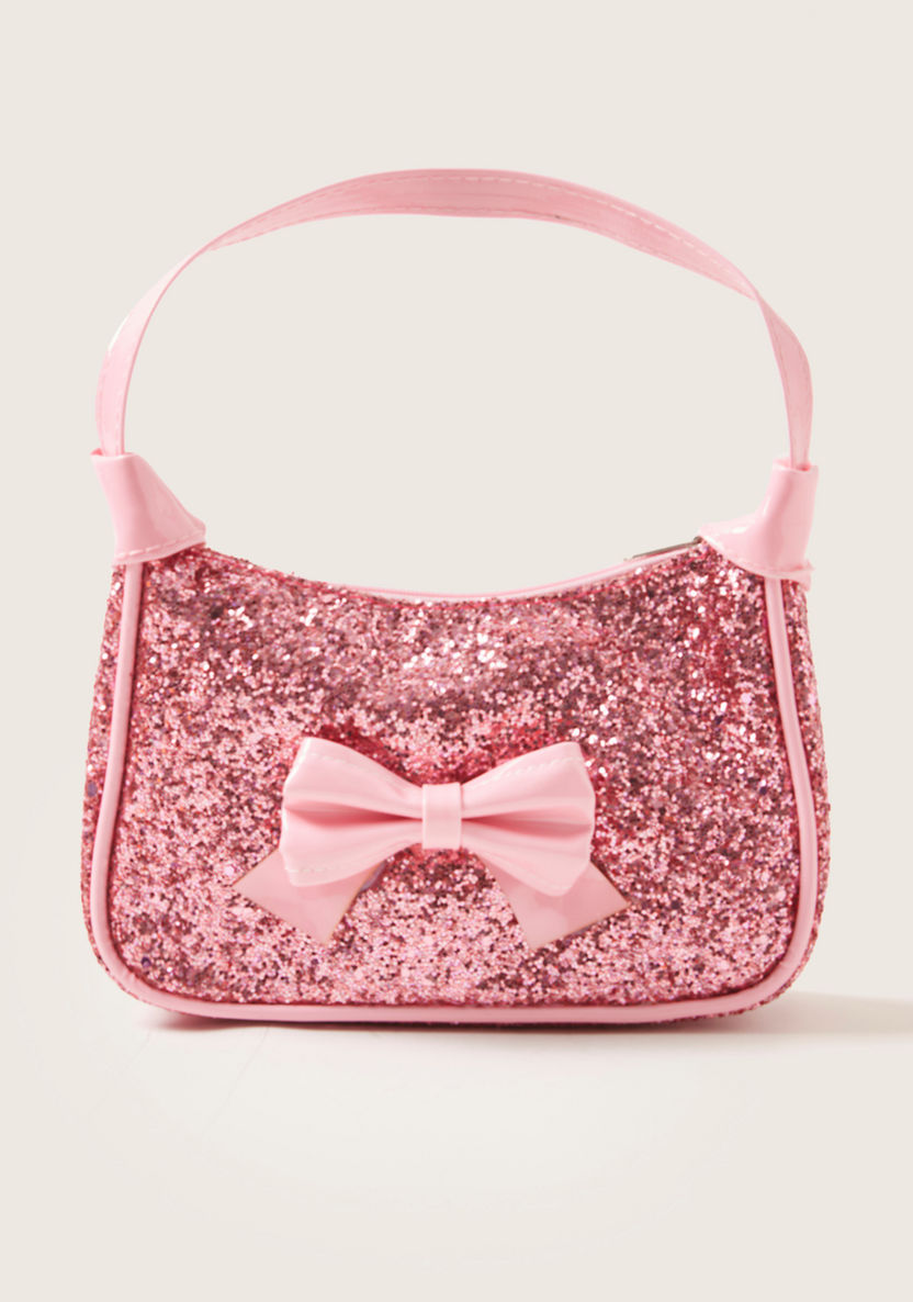 Charmz Glitter Detail Bag with Bow Applique-Bags and Backpacks-image-0