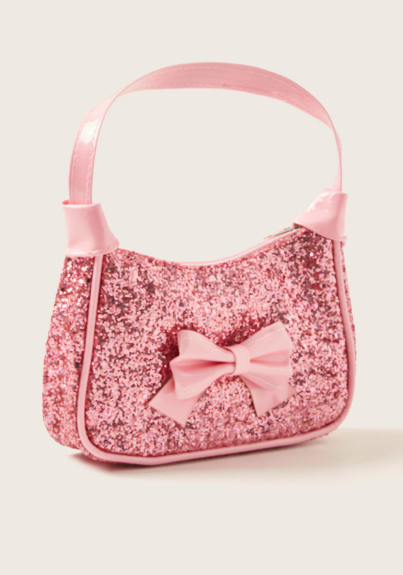 Charmz Glitter Detail Bag with Bow Applique-Bags and Backpacks-image-1