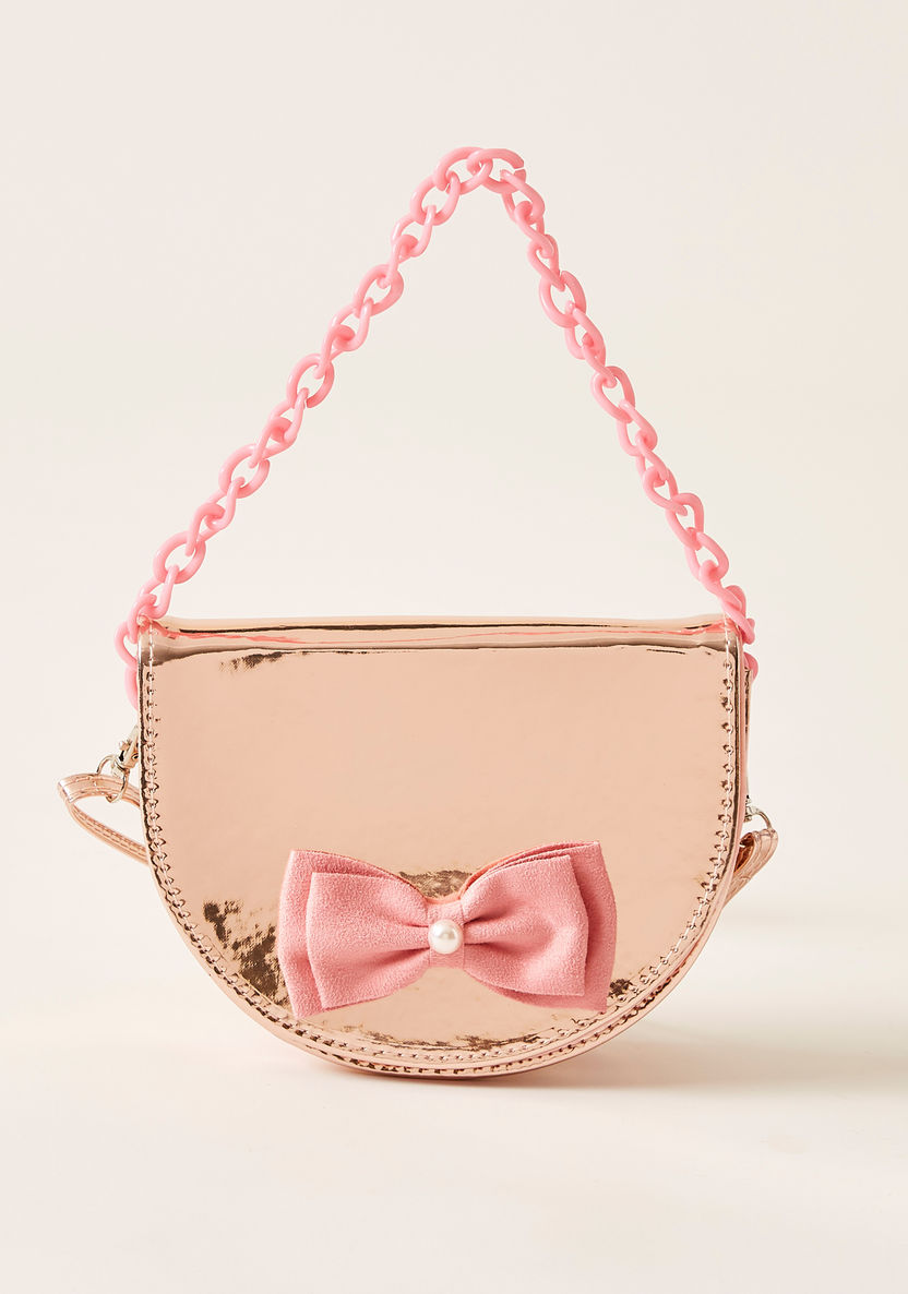 Charmz Bow Applique Bag with Zip Closure-Bags and Backpacks-image-0