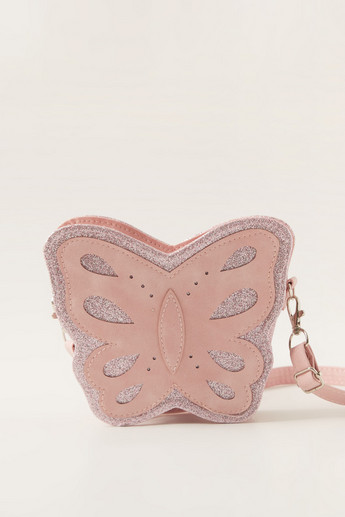 Charmz Glitter Textured Butterfly Shaped Handbag