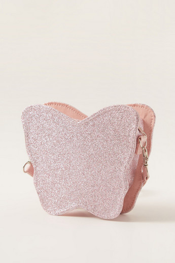 Charmz Glitter Textured Butterfly Shaped Handbag
