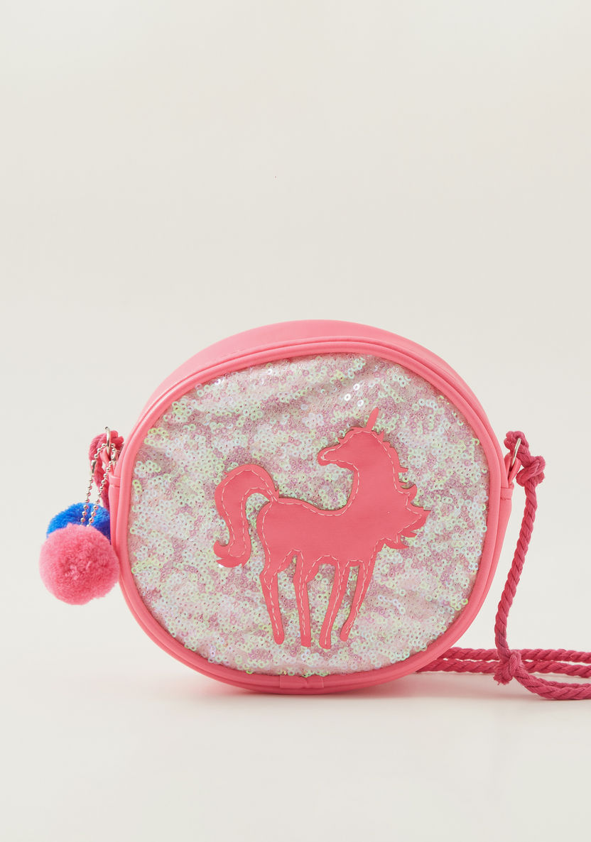 Charmz Sequin Embellished Handbag with Unicorn Applique Detail-Bags and Backpacks-image-0