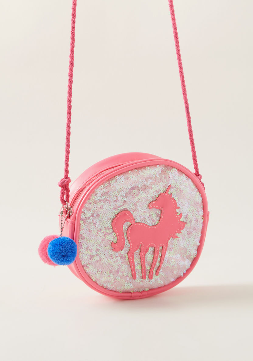 Charmz Sequin Embellished Handbag with Unicorn Applique Detail-Bags and Backpacks-image-1