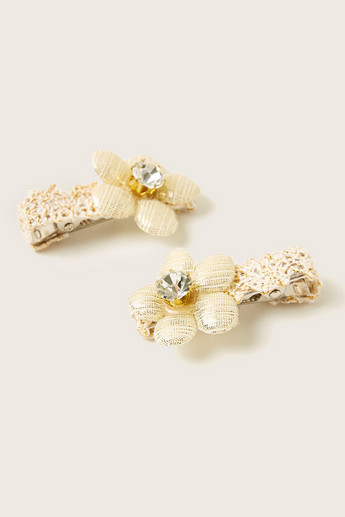 Charmz Textured Hairpin with Flower Accent - Set of 2