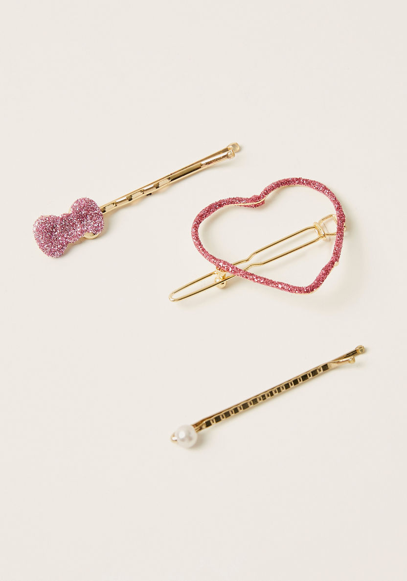 Charmz Glitter Detail Hairpin - Set of 3-Hair Accessories-image-0