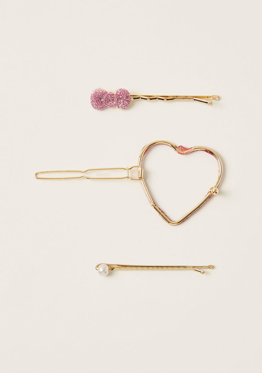Charmz Glitter Detail Hairpin - Set of 3-Hair Accessories-image-1