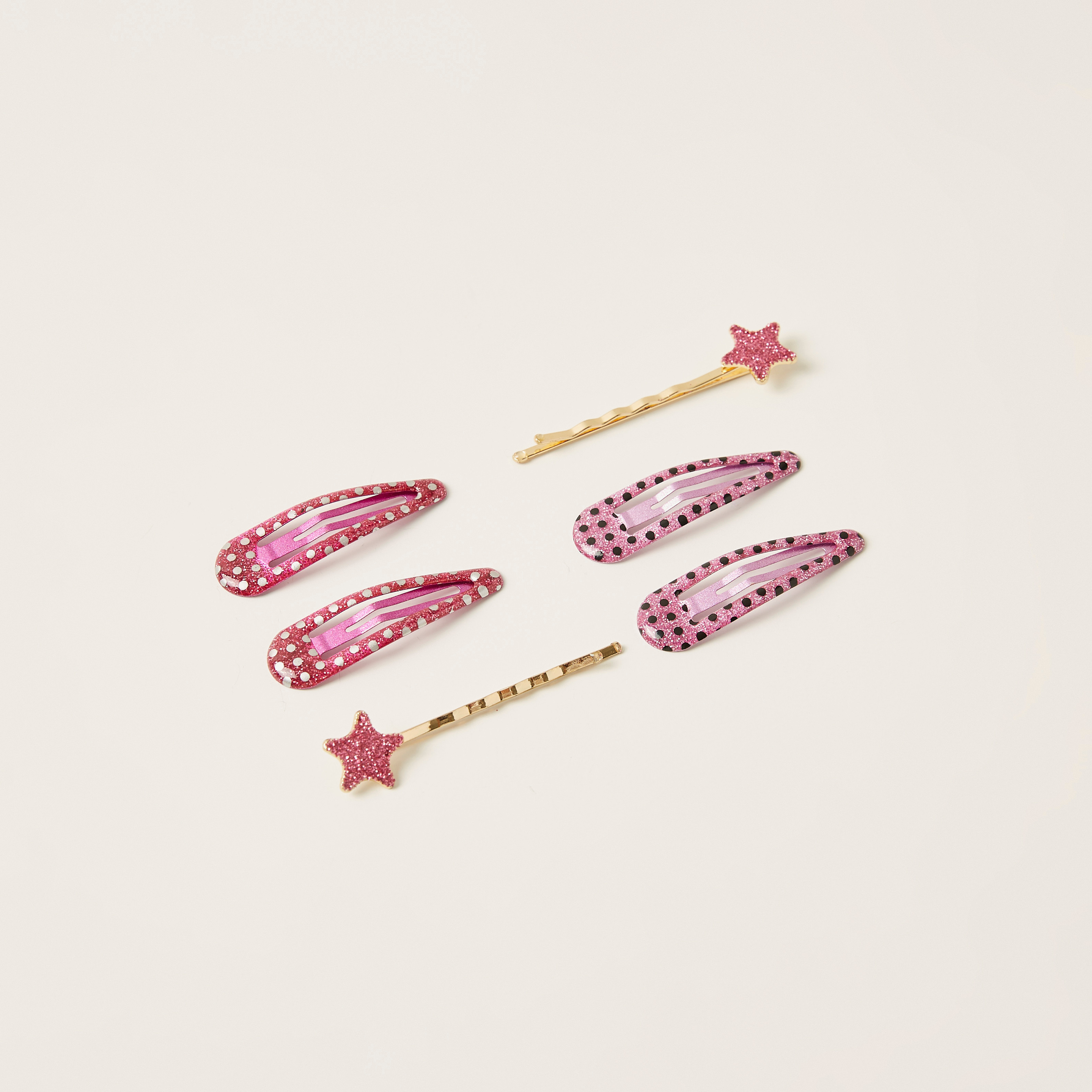 Charmz Glitter Detail Hairpin - Set of 6-baby-girls-accessories-hairaccessories-image-1