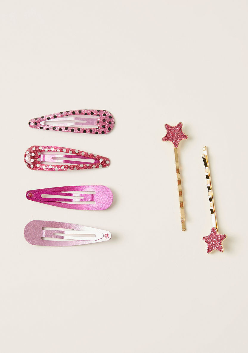Charmz Glitter Detail Hairpin - Set of 6-Hair Accessories-image-1