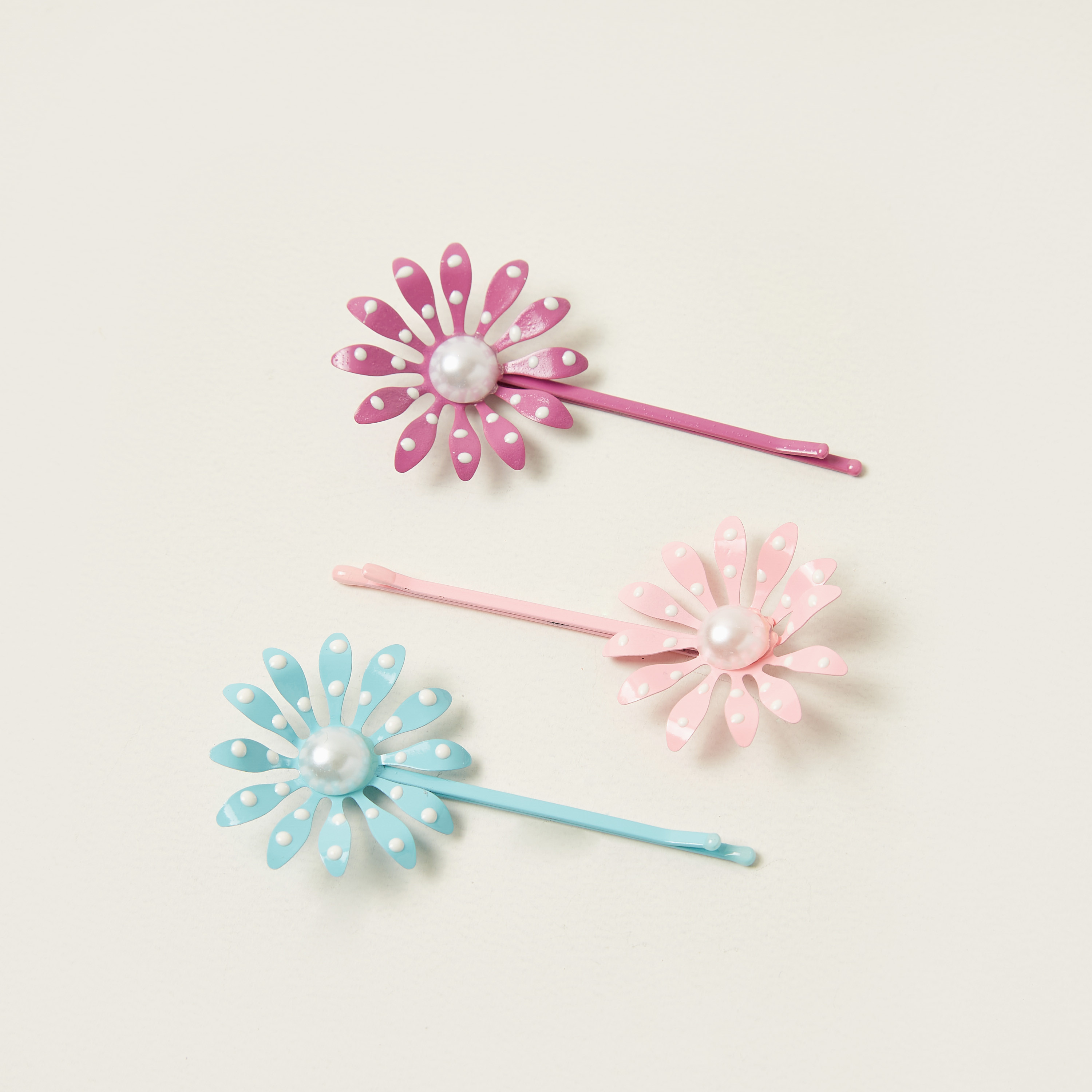 Charmz Hair Clip with Floral Accent - Set of 3-baby-girls-accessories-hairaccessories-image-1