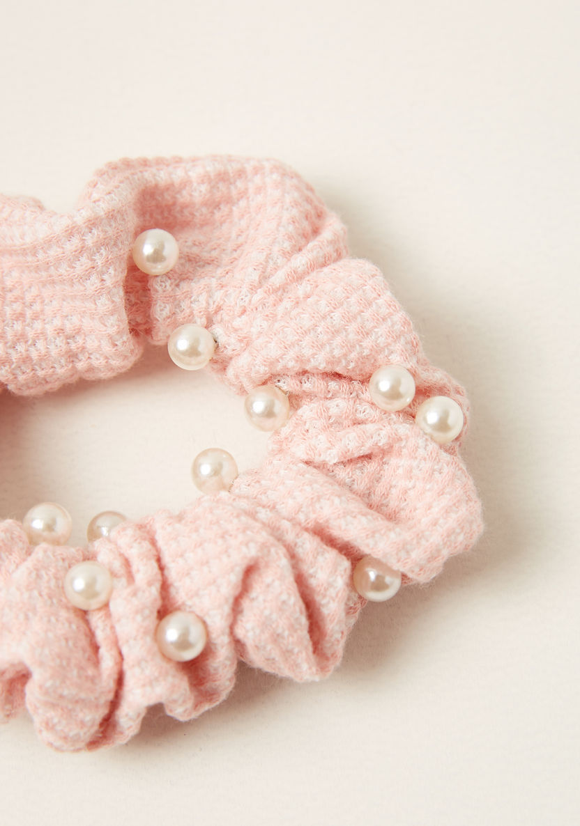 Charmz Textured Hair Tie with Pearl Detail-Hair Accessories-image-2